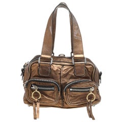 Chloe Cartera Betty Mediana Piel Marrón Metalizada