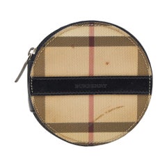 Burberry Beige-Black House Check PVC And Leather Round Coin Pouch