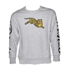 Kenzo Grey Knit Flying Tiger Embroidery Detail Sweatshirt S