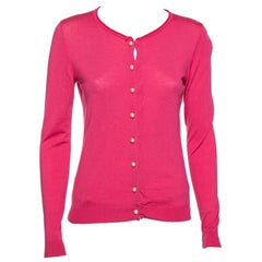 Moschino Cheap and Chic Pink Knit Pearl Button Detailed Cardigan S