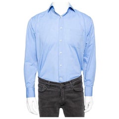 Balmain Blue Cotton Button Front Shirt S