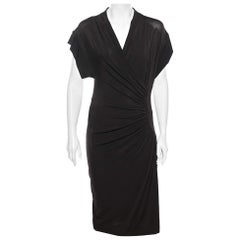 Max Mara Brown Jersey Draped Detail Midi Dress M