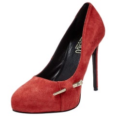 Loriblu Red Suede Crystal Embellished Platform Pumps Size 36