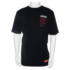 Heron Preston - Maglietta a maniche corte in cotone nero con stampa del logo della NASA - T S