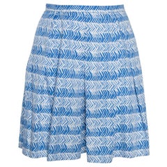 Weekend Max Mara White/Blue Printed Cotton Pleated Mini Skirt XS