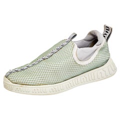 Miu Miu Mesh and Neoprene Crystal Embellished Slip On Sneakers Size 36.5