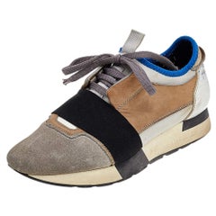 Balenciaga Multicolor Leather/Suede and Fabric Race Runner Sneakers Size 37