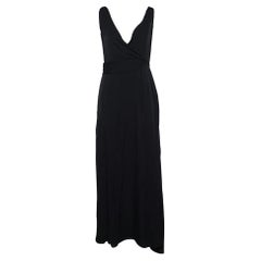 Armani Collezioni Maxivestido de seda negro sin mangas M