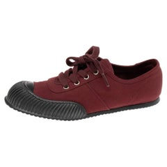 Prada Burgundy Canvas Cap Toe Sneakers Size 37.5