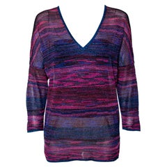 M Missoni Multicolored Lurex Knit V-Neck Top M