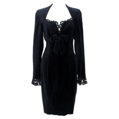 Loretta di Lorenzo Black Velvet Vintage Evening Dress 80s