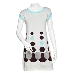 Kenzo Off White Circle Patterned Cotton Knit Shift Dress S