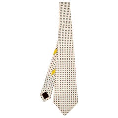 Salvatore Ferragamo Cream Ball Printed Silk Tie