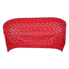 Prada Red Cutwork Lace Strapless Bustier S