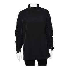 Sportmax Nero Sintetico con finiture a contrasto, increspato e con dettaglio zip, tunica S