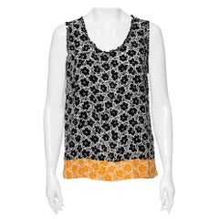 Love Moschino White Floral Printed Silk Embroidered Trim Top M