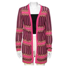 M Missoni Pink Patterned Knit Open Front Cardigan M