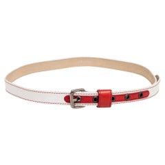 Marc by Marc Jacobs White/Red Leather Buckle Belt S/M
