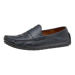 Gucci Midnight Blue Micro Guccissima Leather Slip On Loafers Size 42
