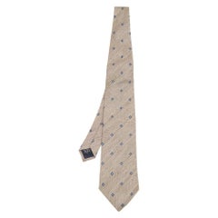Cravatta in seta e lino con motivo a diamante beige di Dunhill