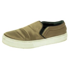 Celine Olive Green Satin Slip On Sneakers Size 39