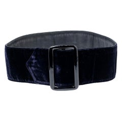 Giorgio Armani Dark Blue Velvet Buckle Waist Belt 55CM