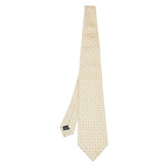 Cravatta Dunhill in seta jacquard con micromotivo giallo pallido