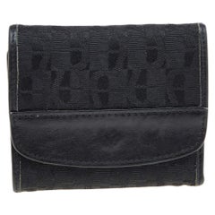 Portafoglio trifold in tela e pelle Aigner firmato nero