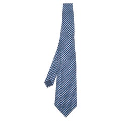 Lanvin Blue Printed Silk Tie
