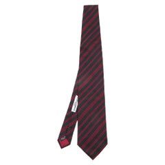 Used Dolce & Gabbana Red & Black Striped Silk Jacquard Tie