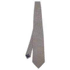 Corbata de seda con estampado floral crema Dunhill