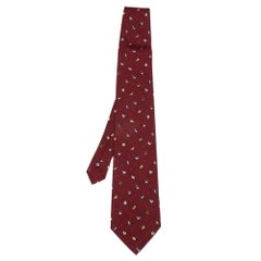 Corbata de seda con estampado del zodiaco Dunhill Vintage Borgoña