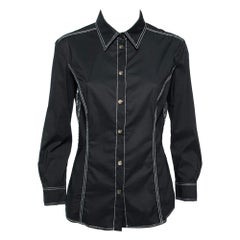 Versace Jeans Couture Black Cotton Sequin Embellished Shirt L