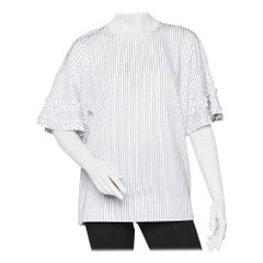 Victoria Beckham Weiß gestreiftes Baumwoll-Top L