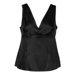 Armani Collezioni Top senza maniche in raso di seta nero M.
