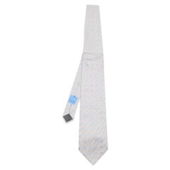 Lanvin Grey Floral Silk Jacquard Tie