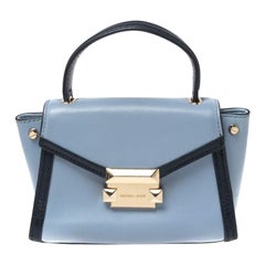 Michael Kors Two Tone Blue Leather Mini Whitney Top Handle Bag