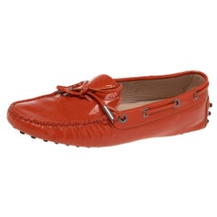 Tod's Orange Patent Leather Penny Loafers Size 37