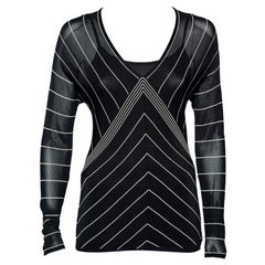 Max Mara Back Stripe Pattern Knit V-Neck Top M