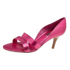 Louis Vuitton Metallic Pink Leather Open Toe Sandals Size 40.5