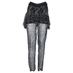 Roberto Cavalli Black Printed Silk Pants M