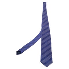 Lanvin Blue Striped Silk Tie