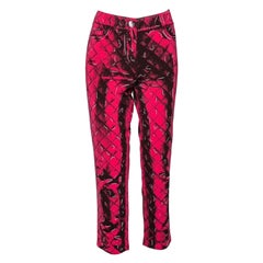 Moschino Couture Pantalón rosa de crepé estampado con cremallera lateral M