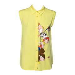 Love Moschino Yellow Printed Sleeveless Shirt L