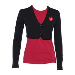 Love Moschino Pink & Black Cotton Shrug Detail T-Shirt M