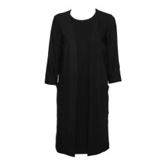 Max Mara Black Crepe Overlay Detail Shift Dress M