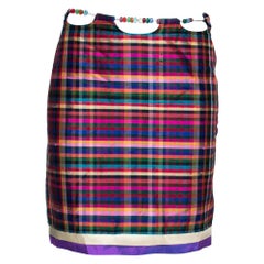 Moschino Cheap and Chic Multicolore Silk Beaded Waist Detail Mini Skirt M. I.