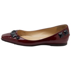 Jimmy Choo Patent Leather Crystal Embellished Watson Ballet Flats Size 37.5