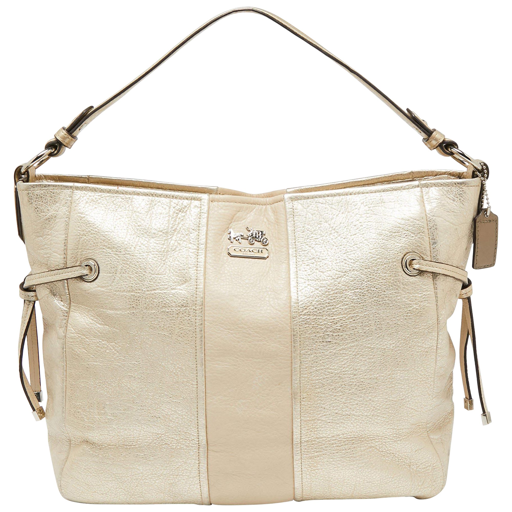 Coach Stringer Bag Coach Light Gold Leather Side String Shoulder Bag at 1stDibs