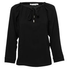 Max Mara Black Crepe Drawstring Detail Pocketed Blouse M
